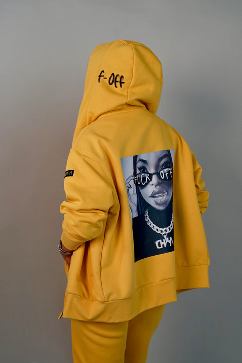 D.N.A Dámská oversize mikina se zipem a kapucí F-OFF