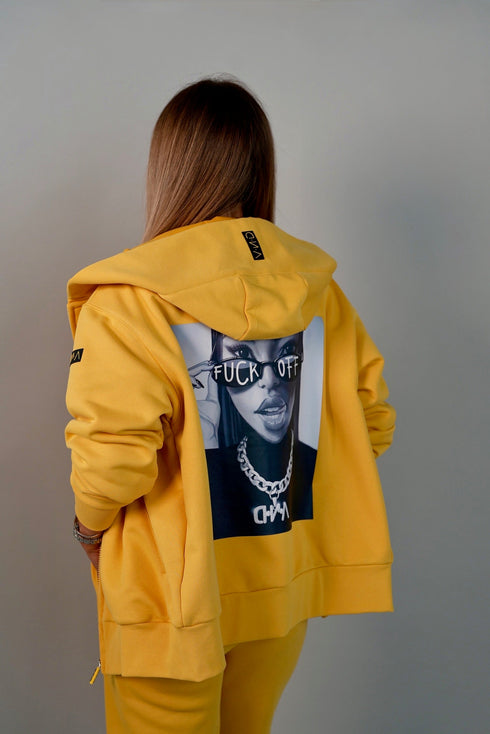 D.N.A Dámská oversize mikina se zipem a kapucí F-OFF