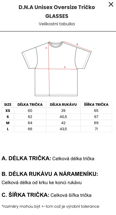 D.N.A Unisex Oversize Tričko GLASSES