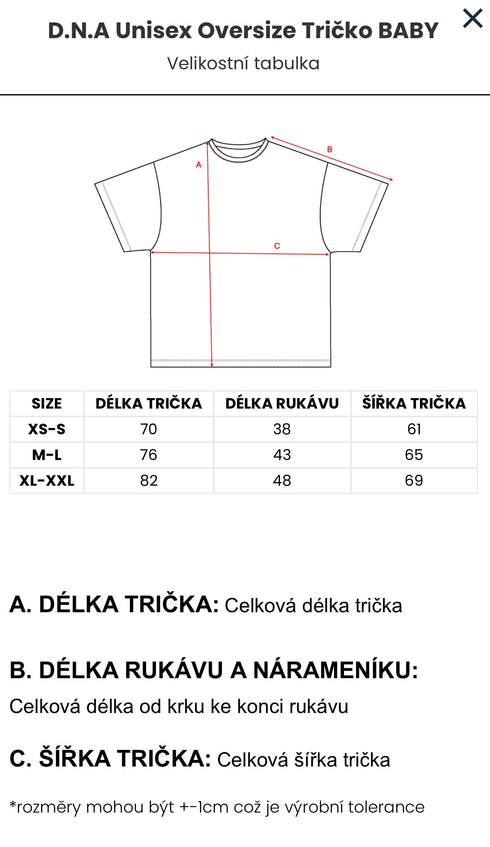 D.N.A Unisex Oversize Tričko BABY