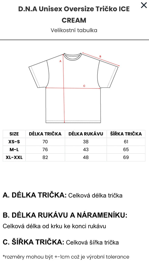 D.N.A Unisex Oversize Tričko ICE CREAM